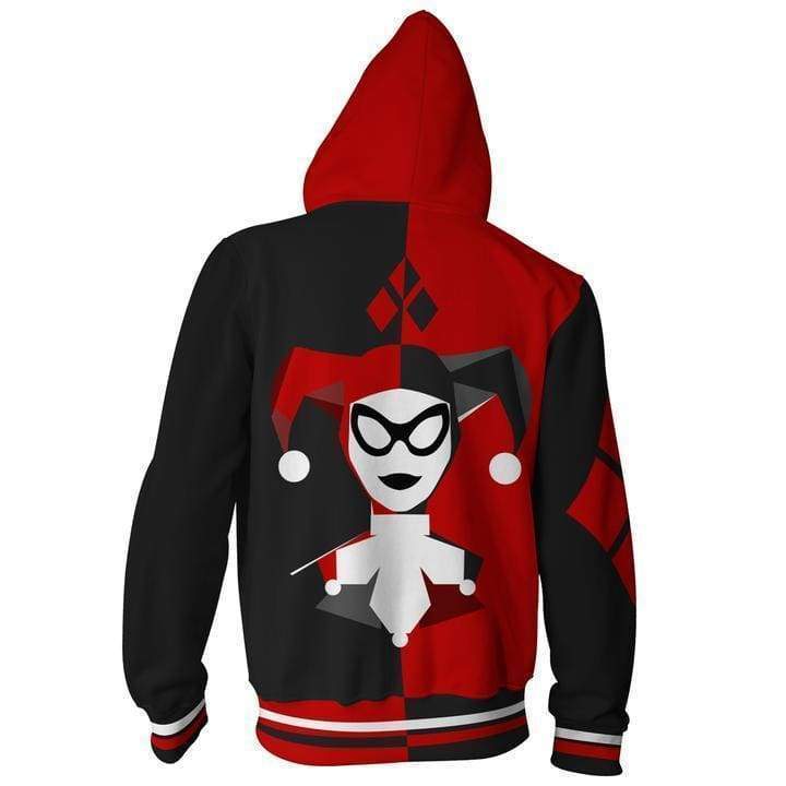OtakuForm-OP Cosplay Jacket Zip Up Hoodie / US XS (Asian S) Harley Quinn Hoodie - Black and Red Jacket
