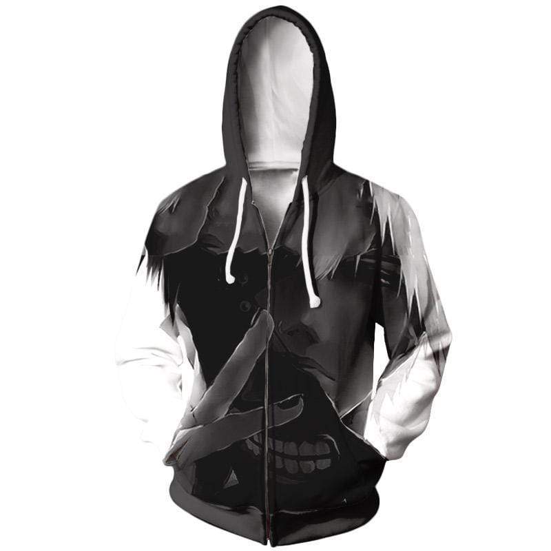 Tokyo Ghoul Zip Up Hoodie XXS Ken Kaneki Hoodie Mask Contrast Hoodie - Tokyo Ghoul Zip Up Hoodie Jacket
