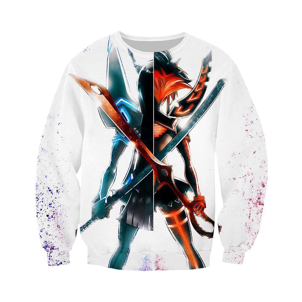 OtakuForm-AM Sweatshirt M / White Kill la Kill Sweatshirt - Synchronized Swords Crossed Sweatshirt