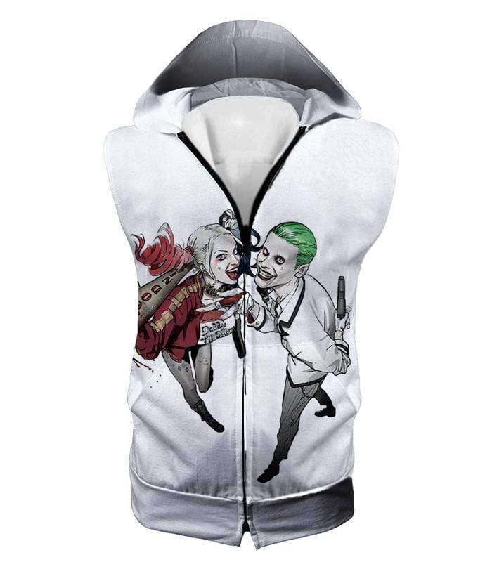 OtakuForm-OP Sweatshirt Hooded Tank Top / XXS King and Queen of Gotham City Cool Harley Quinn X Joker Awesome White Sweatshirt