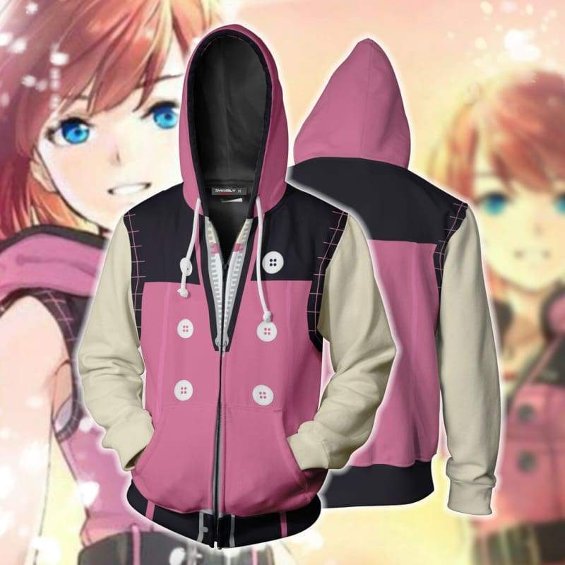 OtakuForm-OP Cosplay Jacket Zip Up Hoodie / XS Kingdom Hearts III Kairi Pink Zip Up Hoodie Jacket