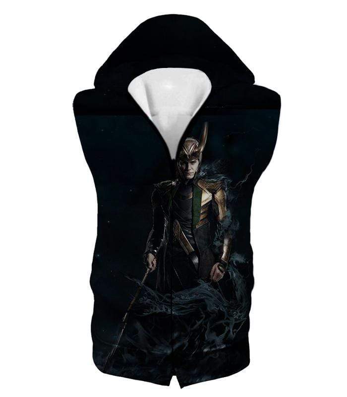 OtakuForm-OP Sweatshirt Hooded Tank Top / XXS Loki Odinson the Asgardian Cool Black Action Sweatshirt