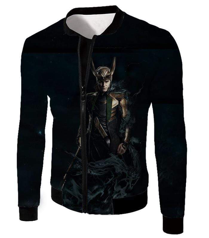 OtakuForm-OP Sweatshirt Jacket / XXS Loki Odinson the Asgardian Cool Black Action Sweatshirt