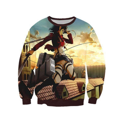 Attack On Titan Sweatshirt XXS / Sweatshirt Mikasa Ackerman Sky Fighting Sweatshirt - Attack on Titan 3D Printed Sweater Pullover
