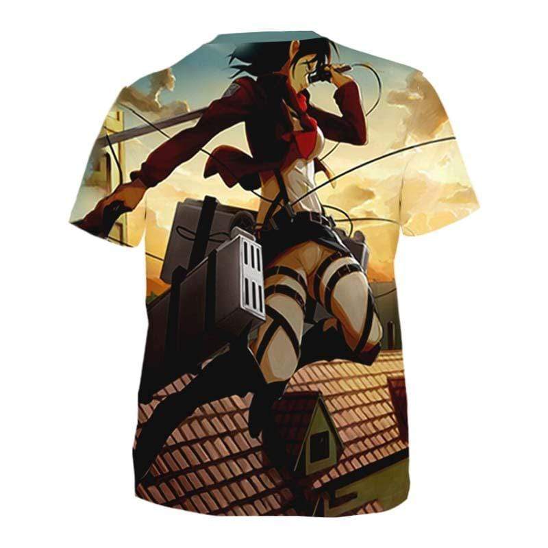 Attack On Titan T-Shirt S Mikasa Ackerman Sky Fighting T-Shirt - Attack On Titan 3D T-Shirt