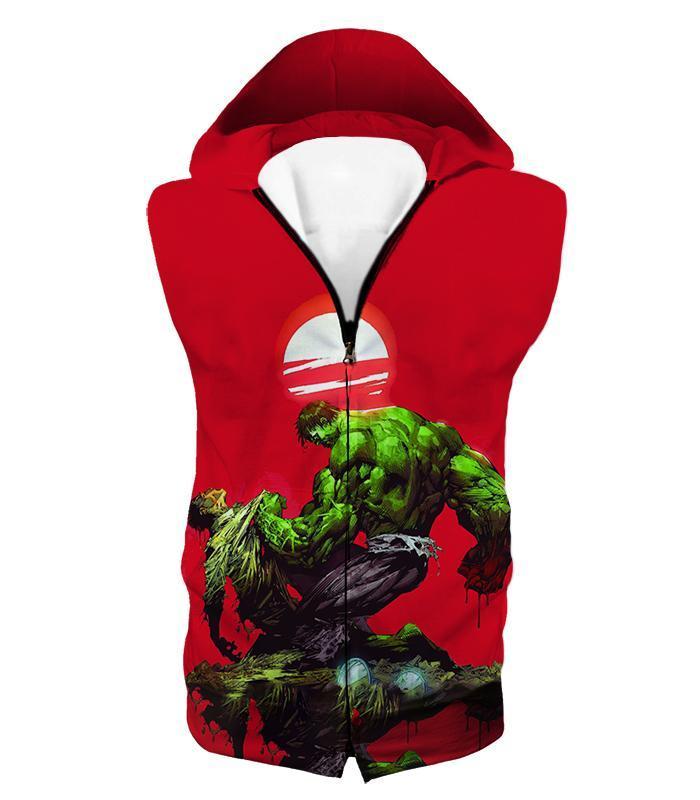 OtakuForm-OP Zip Up Hoodie Hooded Tank Top / XXS Most Powerful Hero Hulk Red Zip Up Hoodie