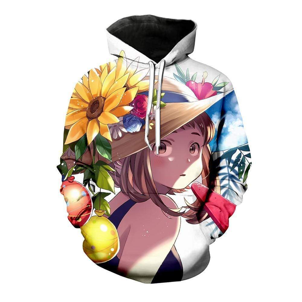 Anime Merchandise Hoodie M My Hero Academia Hoodie - Ochako with Sunflowers Hoodie