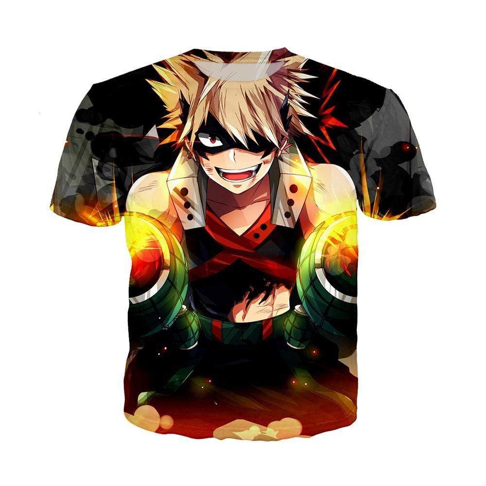 Anime Merchandise T-Shirt M My Hero Academia Shirt - Katsuki Attacking T-Shirt