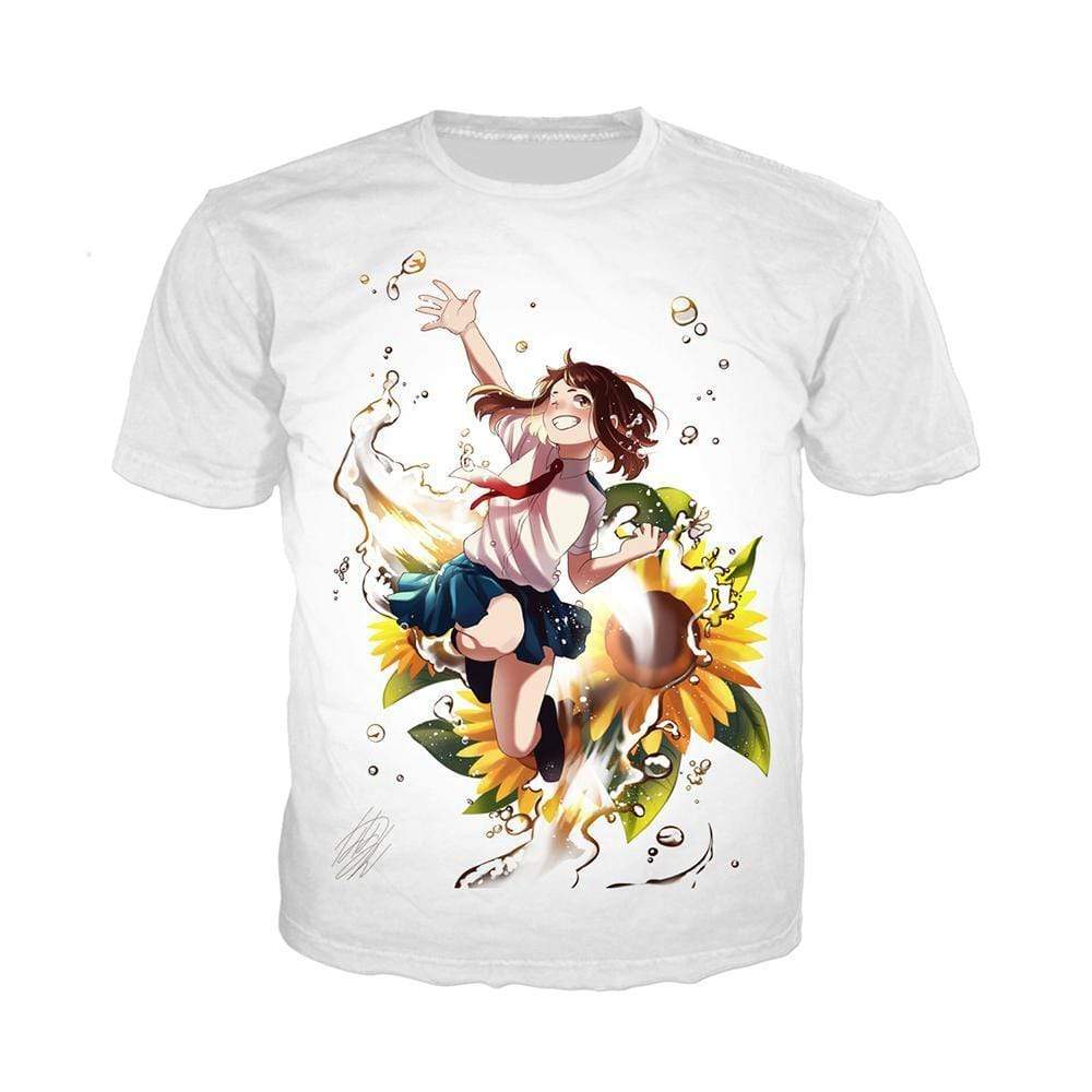 Anime Merchandise T-Shirt M My Hero Academia Shirt - Ochako with Sunflower T-Shirt