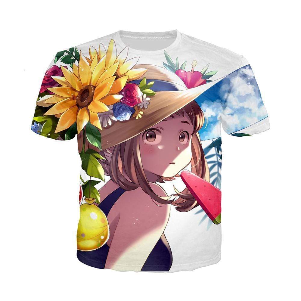Anime Merchandise T-Shirt M My Hero Academia Shirt - Ochako with Sunflowers T-Shirt