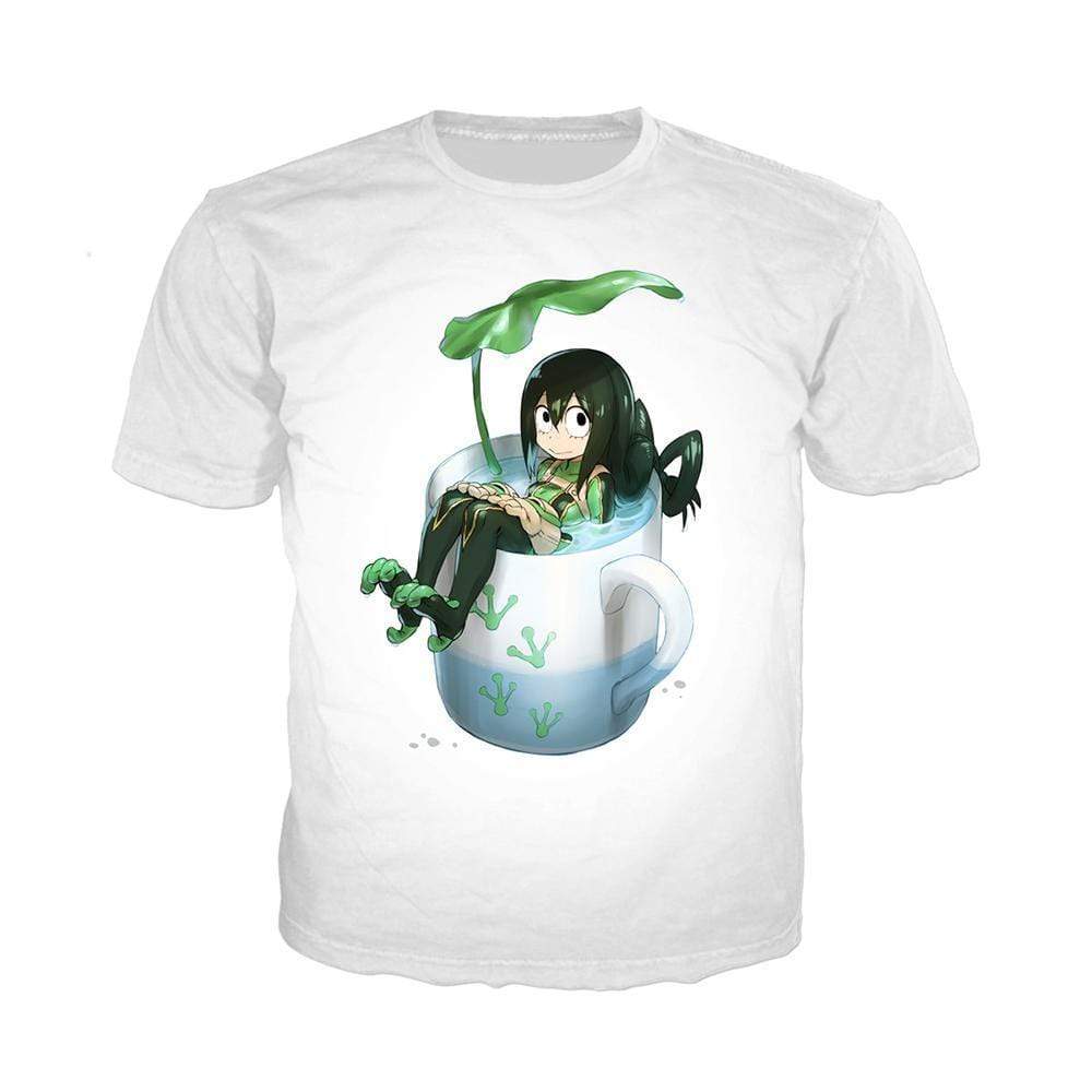 Anime Merchandise T-Shirt M My Hero Academia Shirt - Tsuyu in a Cup T-Shirt
