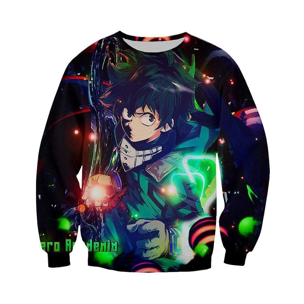Anime Merchandise Sweatshirt M My Hero Academia Sweatshirt - Izuku Powering Up Sweatshirt