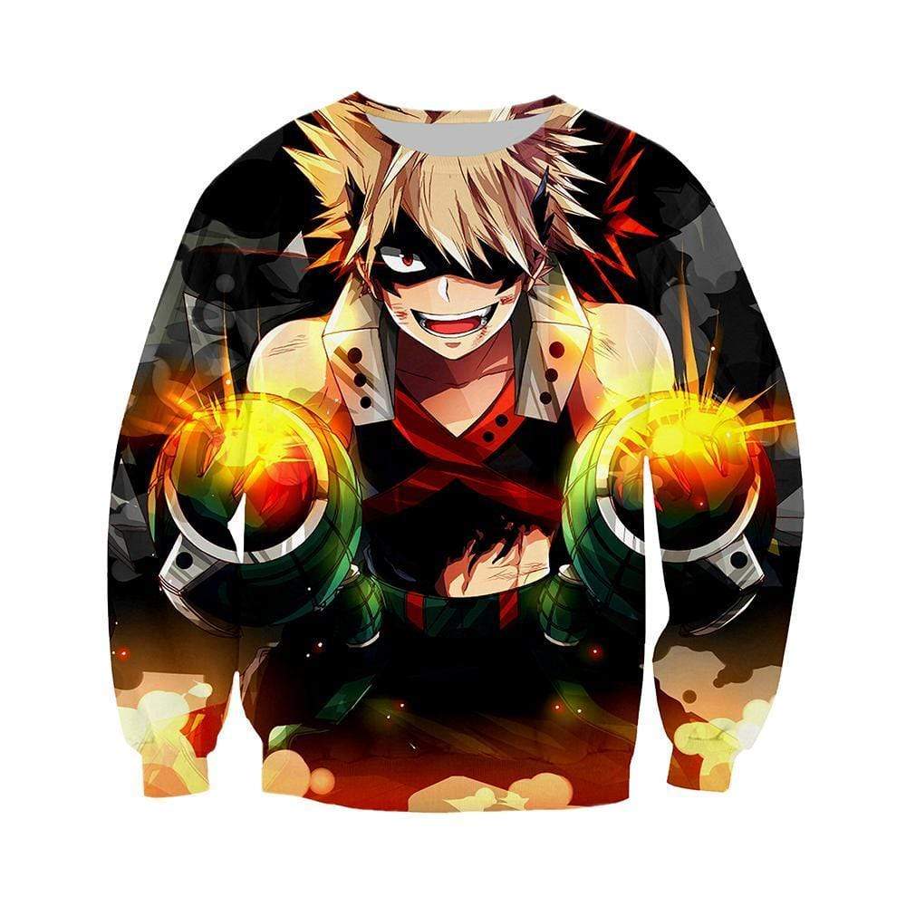Anime Merchandise Sweatshirt M My Hero Academia Sweatshirt - Katsuki Attacking Sweatshirt