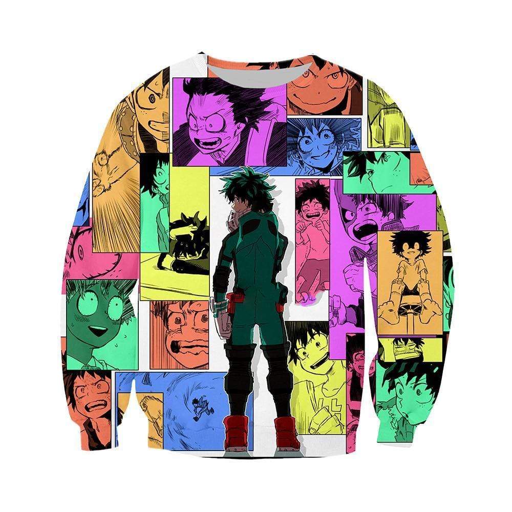Anime Merchandise Sweatshirt M My Hero Academia Sweatshirt - Multicolor Manga Panels Sweatshirt