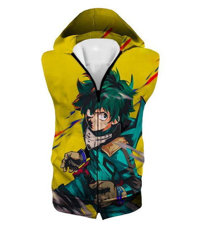 OtakuForm-OP Sweatshirt Hooded Tank Top / XXS My Hero Academia Sweatshirt - My Hero Academia Izuki Midoriya aka Deku Amazing Anime Promo Yellow Sweatshirt