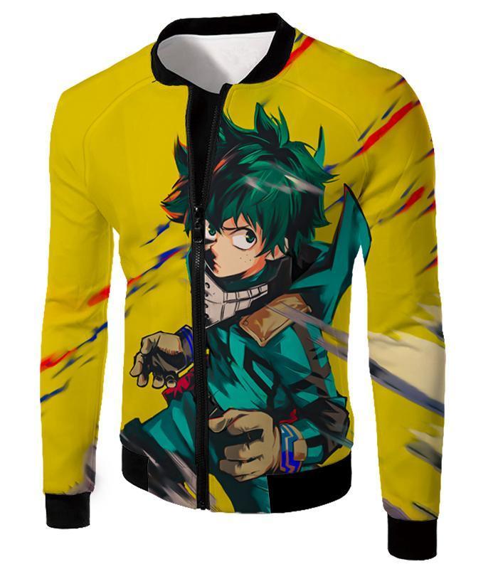 OtakuForm-OP Sweatshirt Jacket / XXS My Hero Academia Sweatshirt - My Hero Academia Izuki Midoriya aka Deku Amazing Anime Promo Yellow Sweatshirt