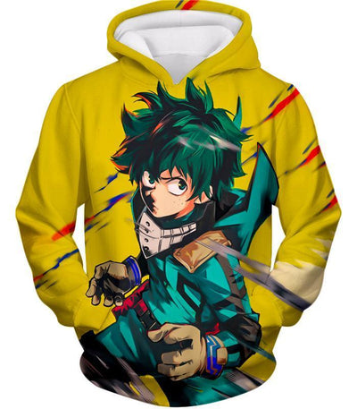 OtakuForm-OP Sweatshirt Hoodie / XXS My Hero Academia Sweatshirt - My Hero Academia Izuki Midoriya aka Deku Amazing Anime Promo Yellow Sweatshirt