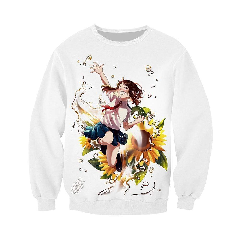 Anime Merchandise Sweatshirt M My Hero Academia Sweatshirt - Ochako with Sunflower Sweatshirt