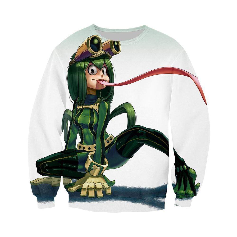 Anime Merchandise Sweatshirt M My Hero Academia Sweatshirt - Tsuyu Flicking Tongue Sweatshirt