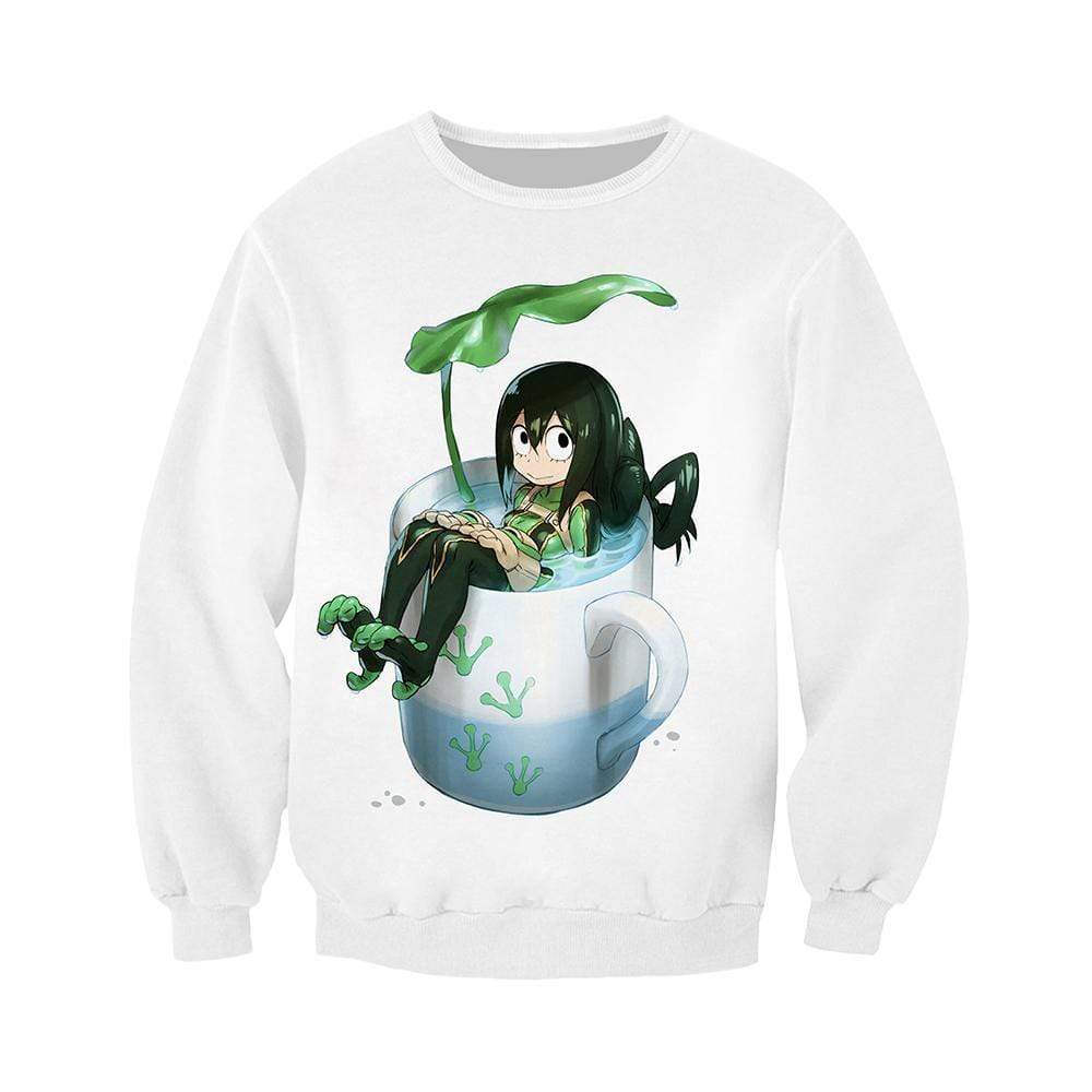 Anime Merchandise Sweatshirt M My Hero Academia Sweatshirt - Tsuyu in a Cup Sweatshirt