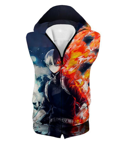 OtakuForm-OP T-Shirt Hooded Tank Top / XXS My Hero Academia T-Shirt - My Hero Academia Blazing Hot and Icy Cold Half Cold Half Hot Shoto Cool Action T-Shirt