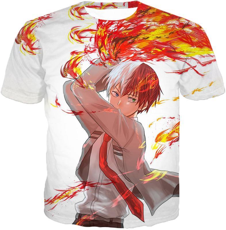 OtakuForm-OP T-Shirt T-Shirt / XXS My Hero Academia T-Shirt - My Hero Academia Ultimate  Shoto Todoroki Action White T-Shirt