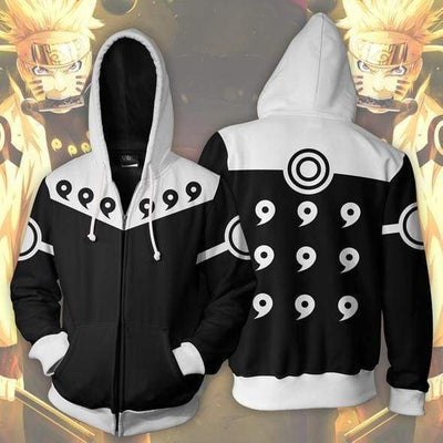 OtakuForm-OP Cosplay Jacket Zip Up Hoodie / XS Naruto 6 Paths Black Zip Up Hoodie Jacket