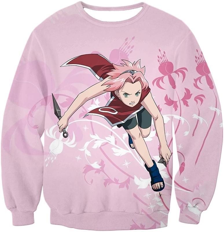 OtakuForm-OP Hoodie Sweatshirt / XXS Naruto Cute Pink Haired Ninja Haruno Sakura Action Pink Hoodie