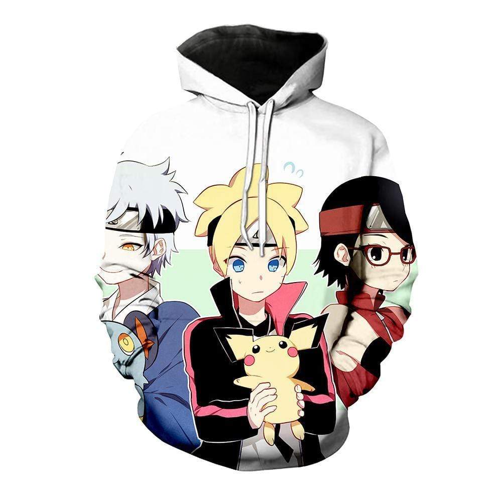 Anime Merchandise Hoodie M Naruto Hoodie  - Boruto Holding Pichu Pullover Hoodie