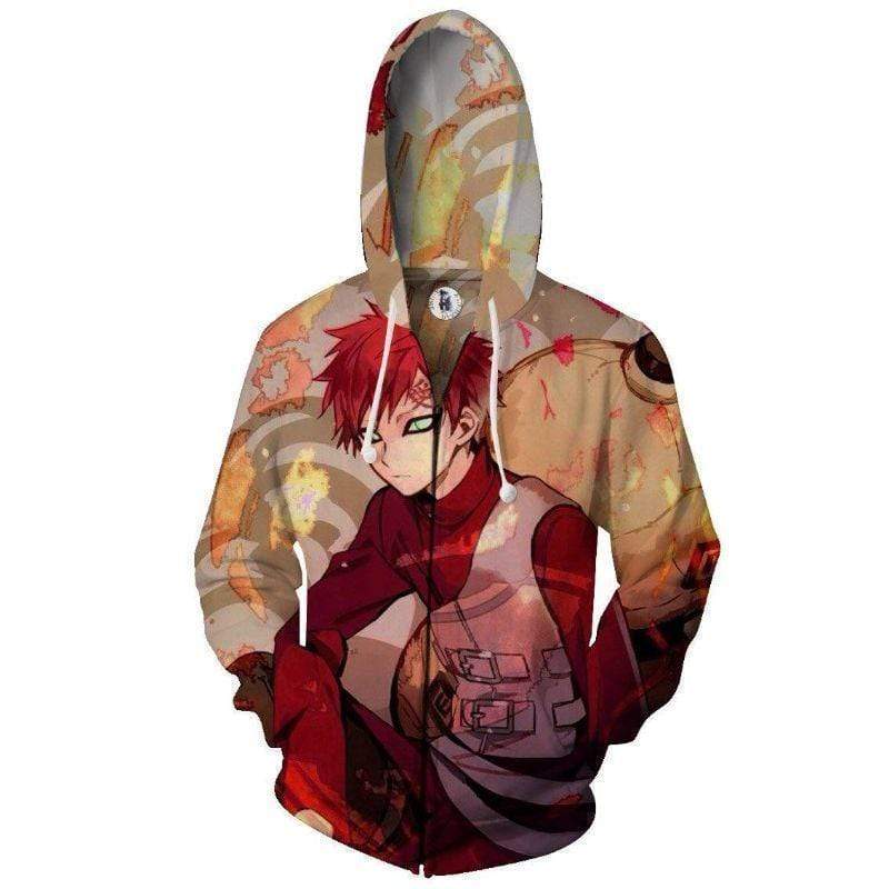 OtakuForm-Naruto Zip Up Hoodie XXS Naruto Hoodie - Gaara Portrait Impressive 3D Print Zip Up Hoodie