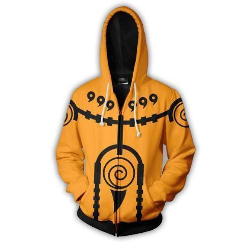 OtakuForm-Naruto Zip Up Hoodie XXS / Zip Up Hoodie Naruto Hoodie Jackets - Naruto Hoodie Nine Tails Charka Mode Orange Hoodie