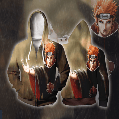 Naruto Hoodies - Naruto Red Cloud Rain Zip Up Hoodie Jacket - OtakuForm Anime Manga Shop Inc