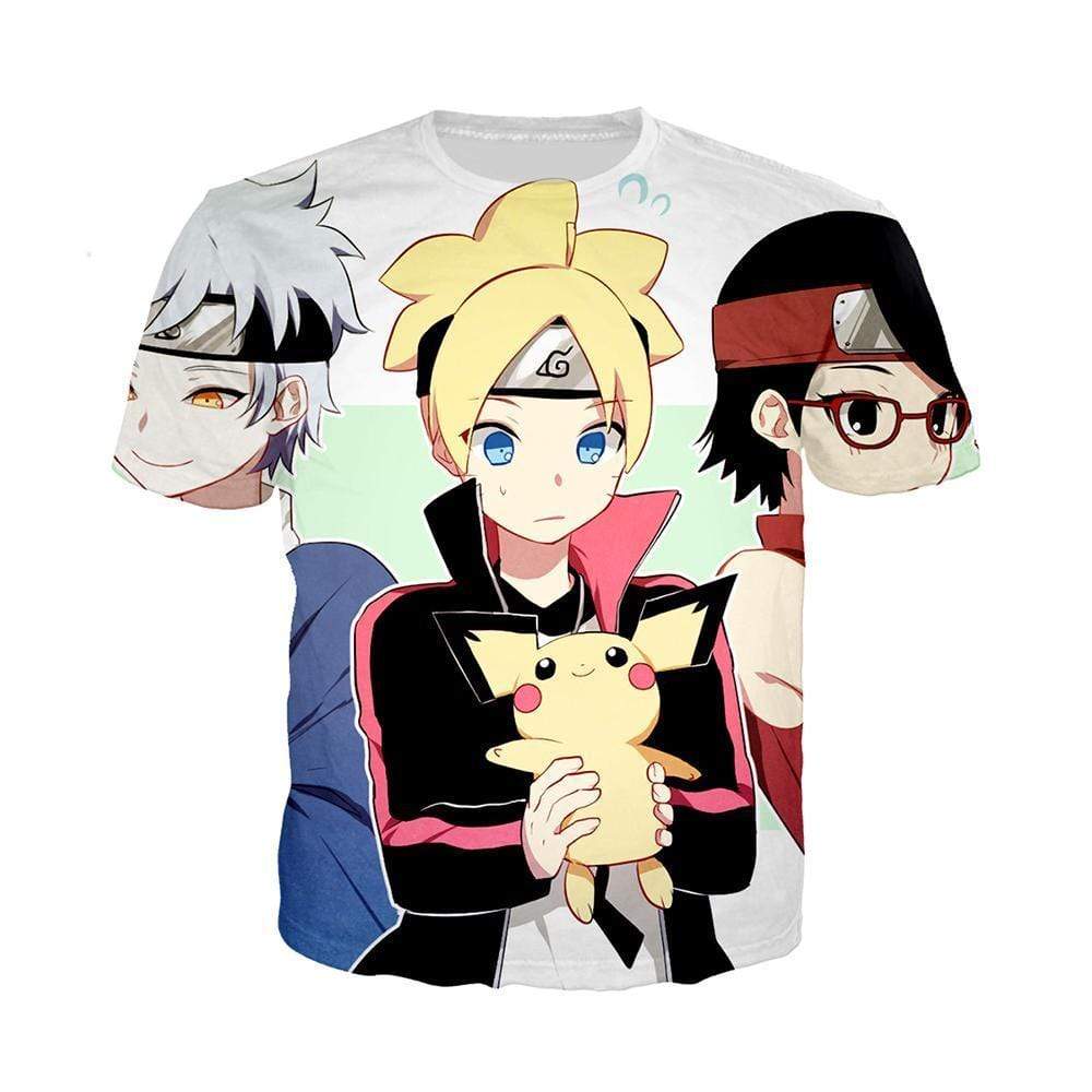 Anime Merchandise T-Shirt M Naruto Shirt  - Boruto Holding Pichu T-Shirt