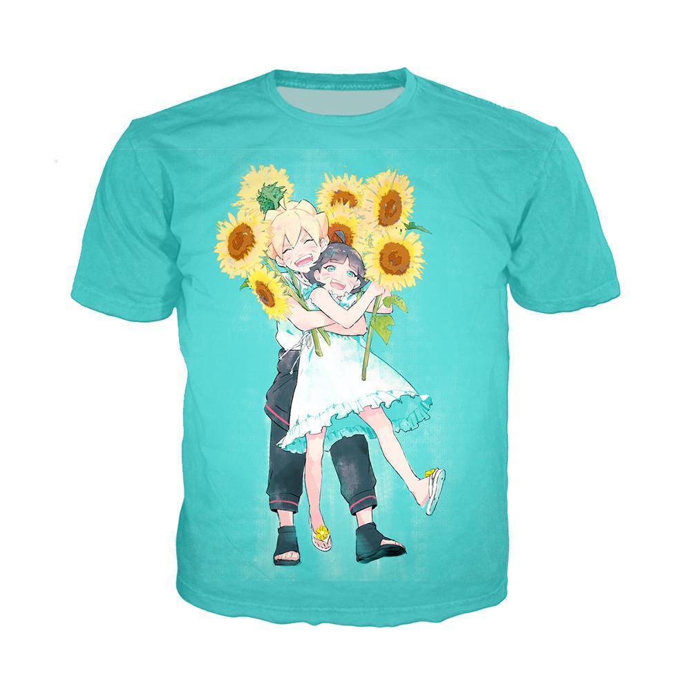Anime Merchandise T-Shirt M Naruto Shirt  - Boruto Hugging Himawari T-Shirt