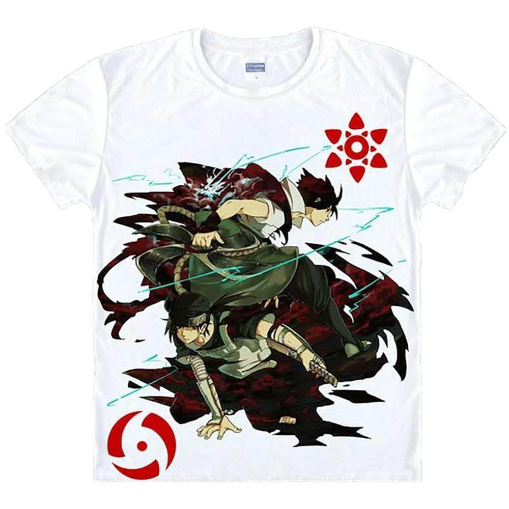 Anime Merchandise T-Shirt M Naruto Shirt  - Sasuke with Fighting Partner T-Shirt