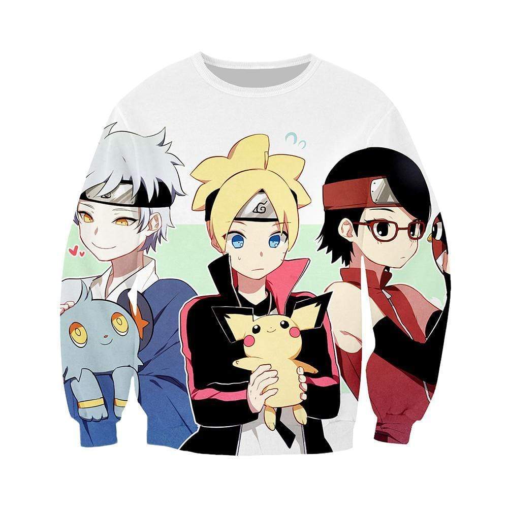 Anime Merchandise Sweatshirt M Naruto Sweatshirt  - Boruto Holding Pichu Sweatshirt