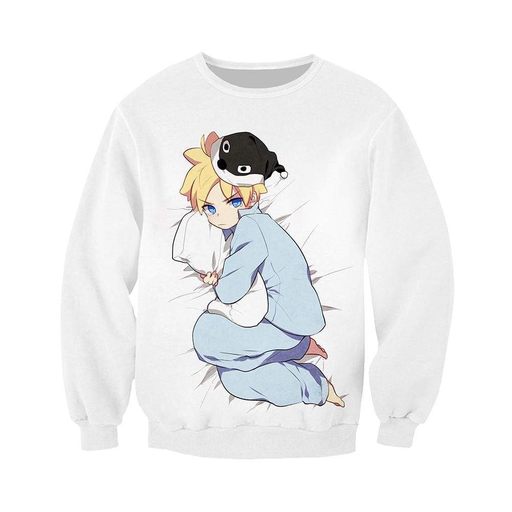 Anime Merchandise Sweatshirt M Naruto Sweatshirt  - Boruto Hugging Pillow Sweatshirt