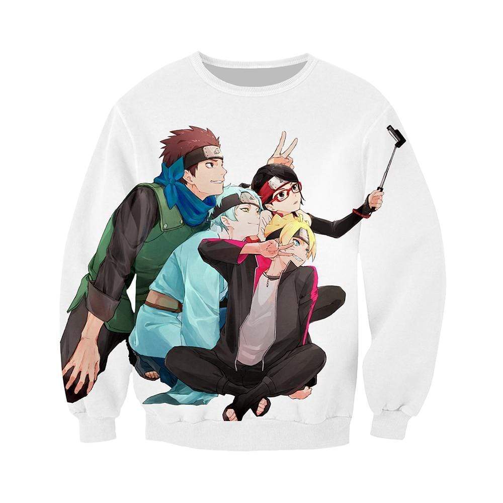 Anime Merchandise Sweatshirt M Naruto Sweatshirt  - Boruto, Sarada, Mitsuki and Konohamaru Sweatshirt