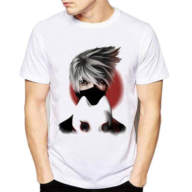 Anime Merchandise T-Shirt M Naruto T-Shirt - Kakashi with Anbu Cat Mask T-Shirt
