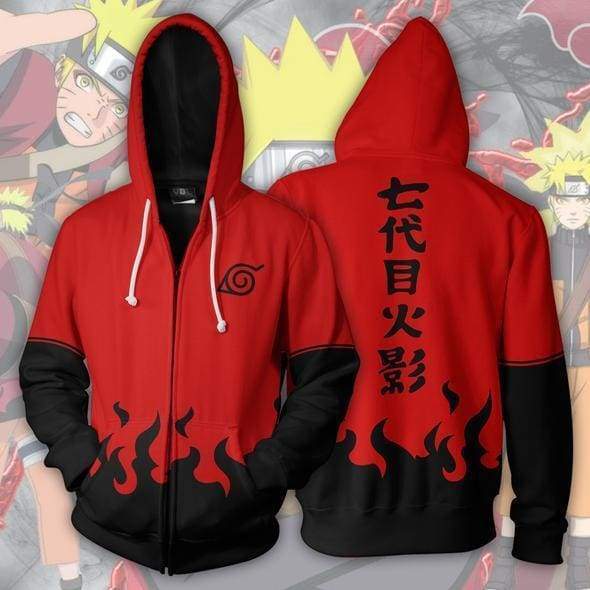 OtakuForm-OP Cosplay Jacket Zip Up Hoodie / XS Naruto Uzumaki Boruto Hokage Red Zip Up Hoodie Jacket