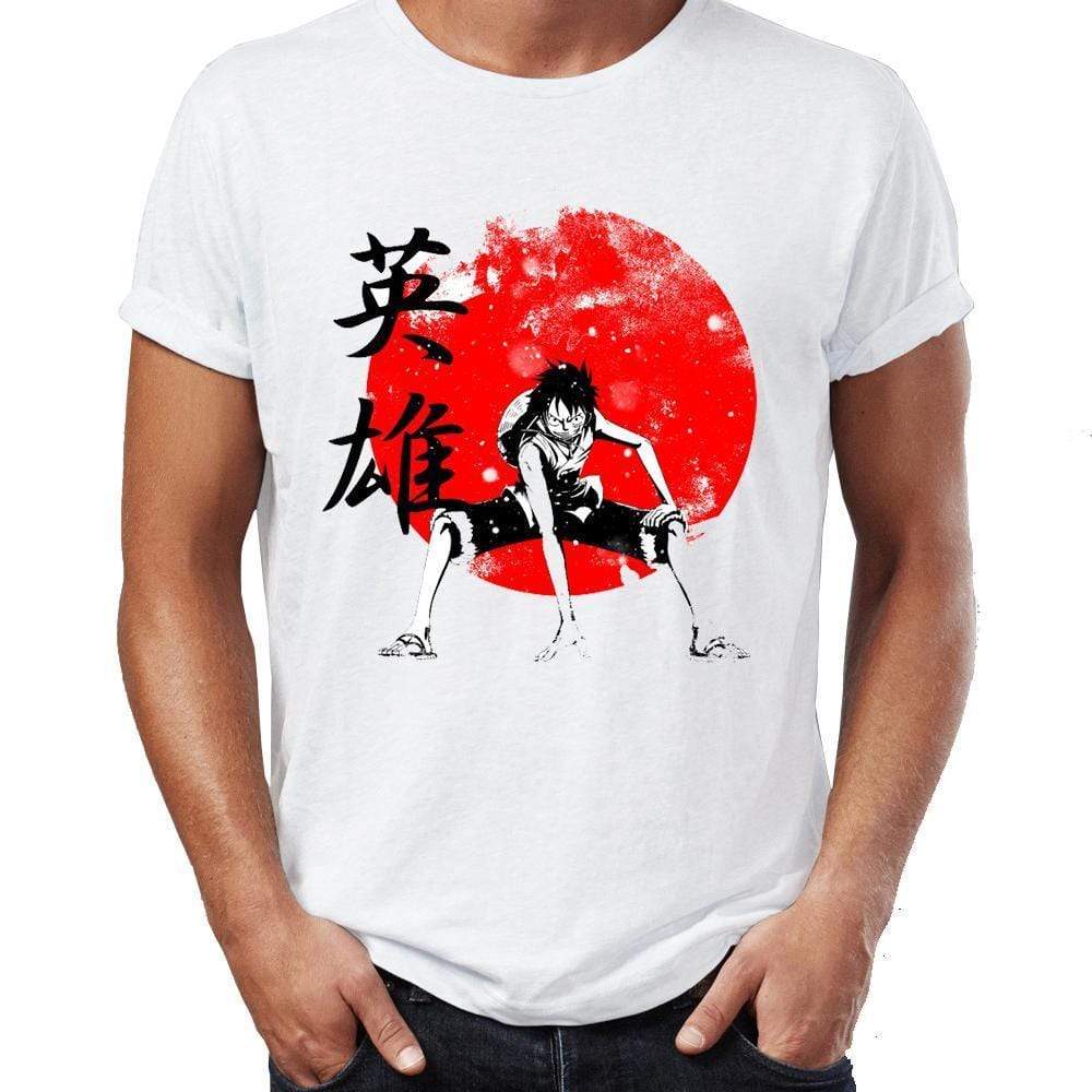 Anime Merchandise T-Shirt M On Piece Shirt - Luffy Over Rising Sun T-Shirt