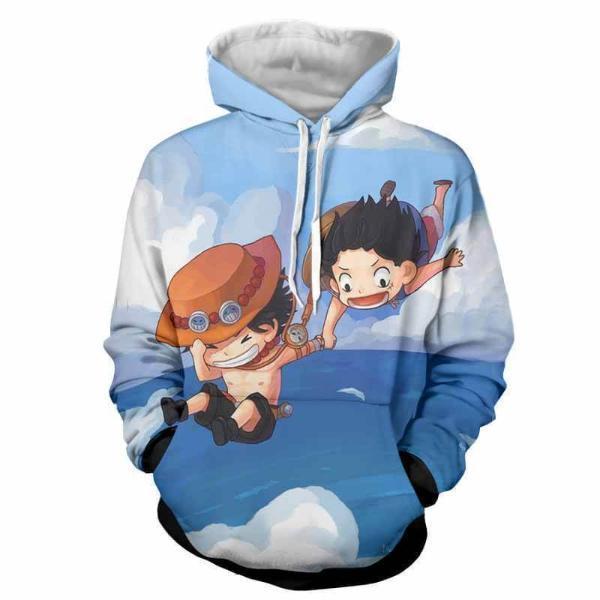 One Piece Hoodie XXS One Piece Hoodie - Chibi Monkey D. Luffy and Ace 3D Hoodie