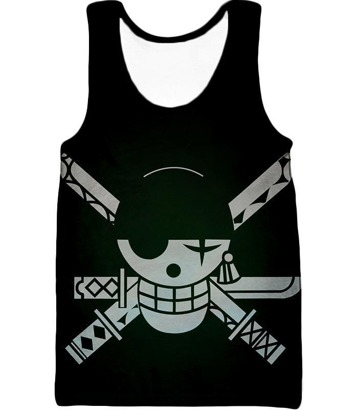 OtakuPlan Hoodie Tank Top / XXS One Piece Hoodie - One Piece Swordsman Roronoa Zoro Logo Black Hoodie