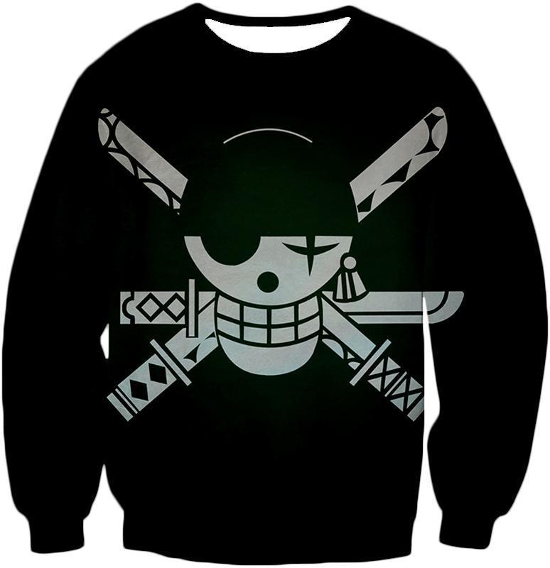 OtakuPlan Hoodie Sweatshirt / XXS One Piece Hoodie - One Piece Swordsman Roronoa Zoro Logo Black Hoodie