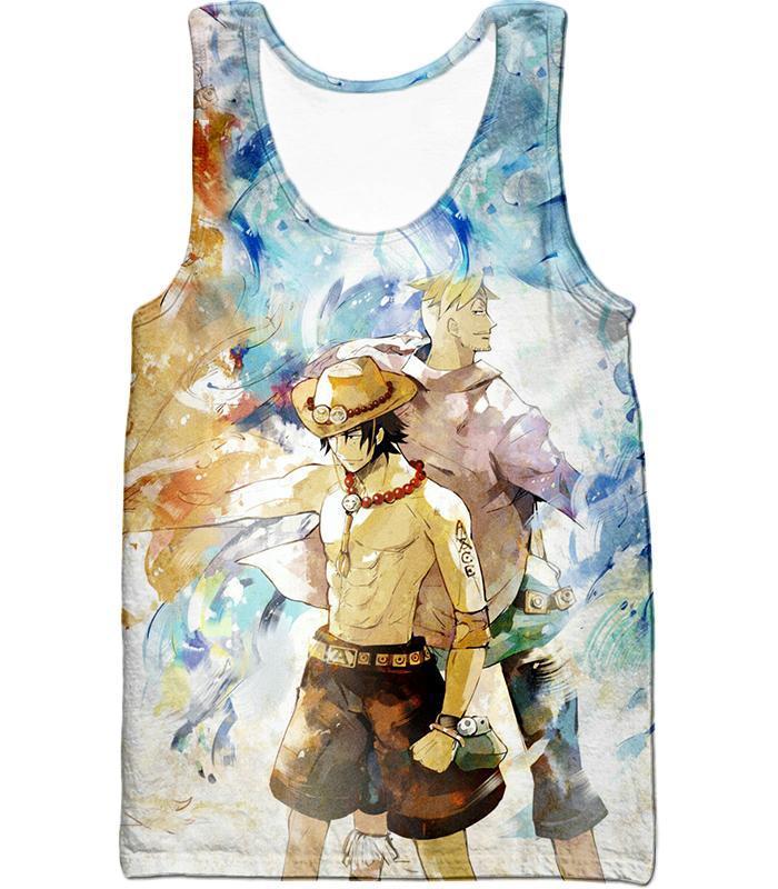 OtakuForm-OP Hoodie Tank Top / XXS One Piece Hoodie - One Piece Whitebeard Pirates Fire Fist Ace and Marco the Phoenix Action Hoodie