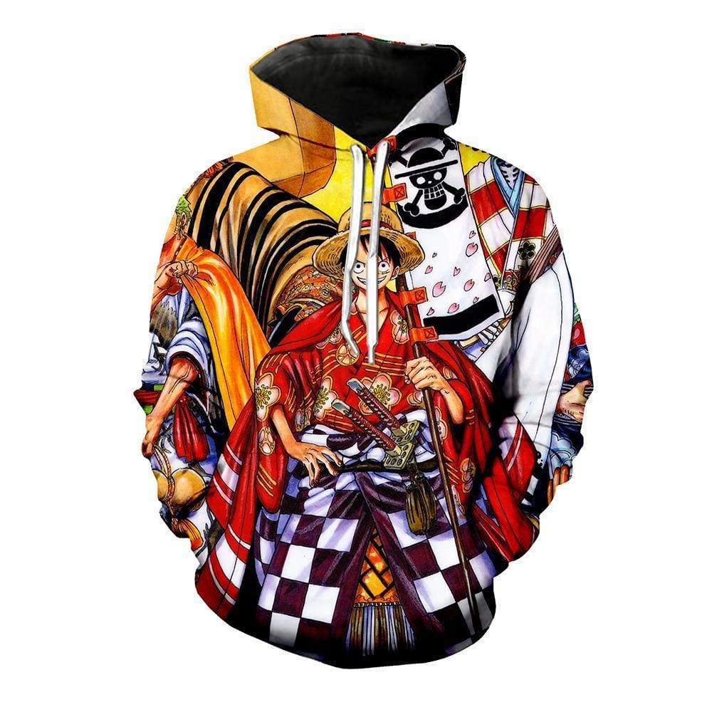 Anime Merchandise Hoodie M One Piece Hoodie - Straw Hat Pirates in Kimonos Hoodie