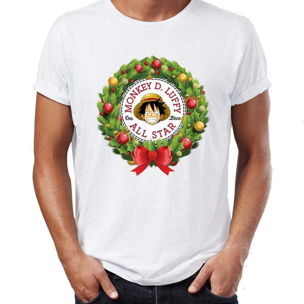 Anime Merchandise T-Shirt M One Piece Shirt - Christmas Wreath T-Shirt