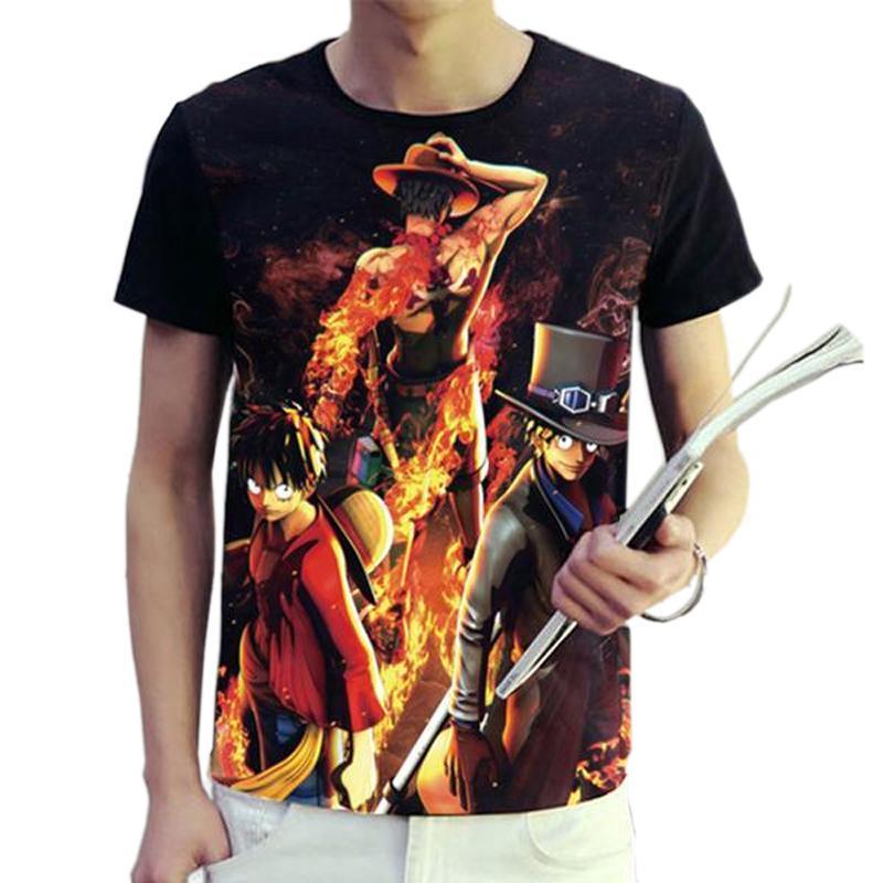 Anime Merchandise T-Shirt M One Piece Shirt - Luffy, Sabo and Ace T-Shirt