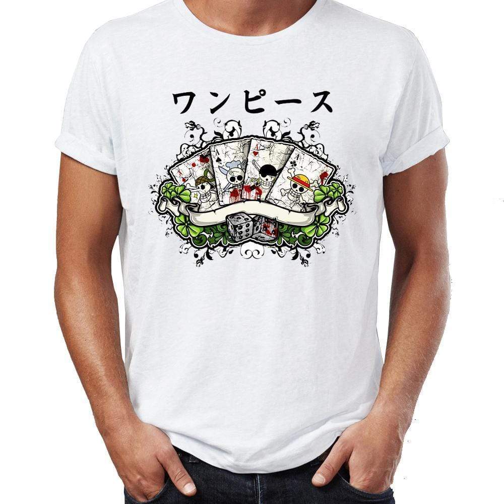 Anime Merchandise T-Shirt M One Piece Shirt - Pirate Ace Playing Cards T-Shirt
