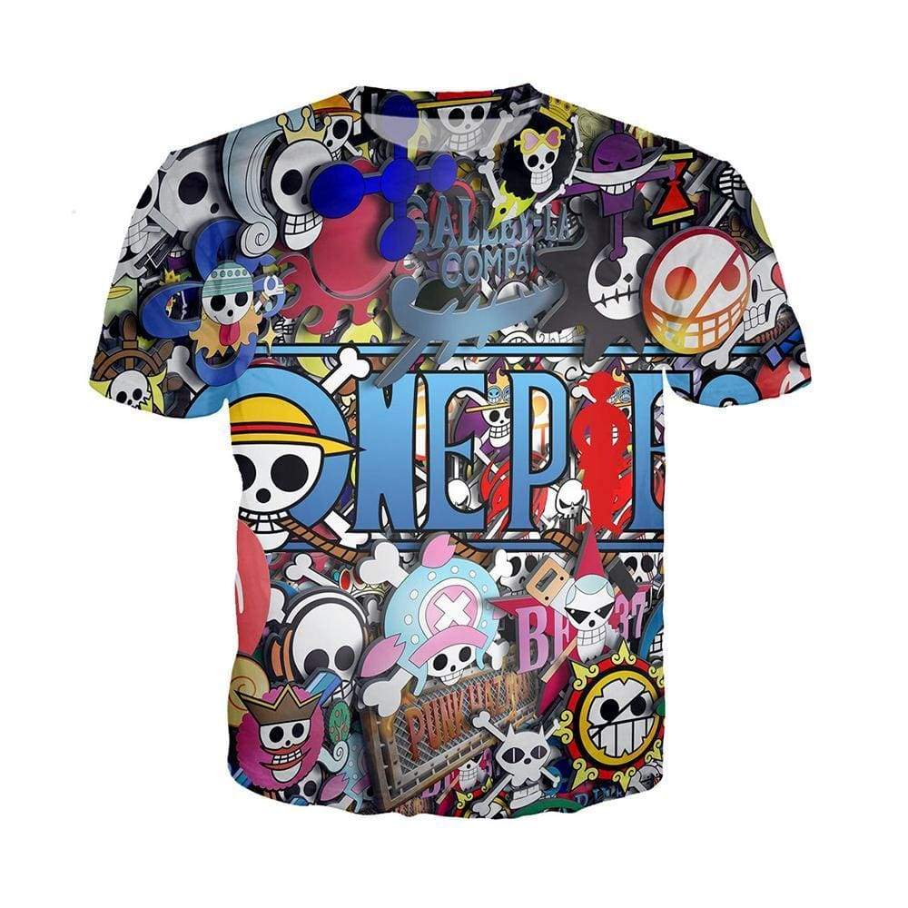 Anime Merchandise T-Shirt M One Piece Shirt - Pirate Crews Collage T-Shirt